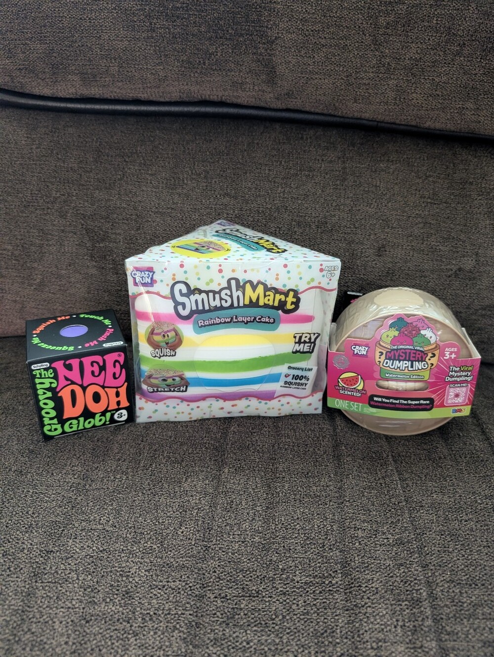 Mystery Dumpling, Smushmart 7 Layer Cake & Groovy Glob NeeDoh